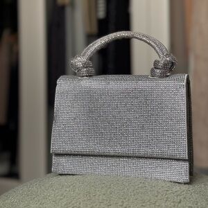 Silver Shimmer Clutch with Textured Finish